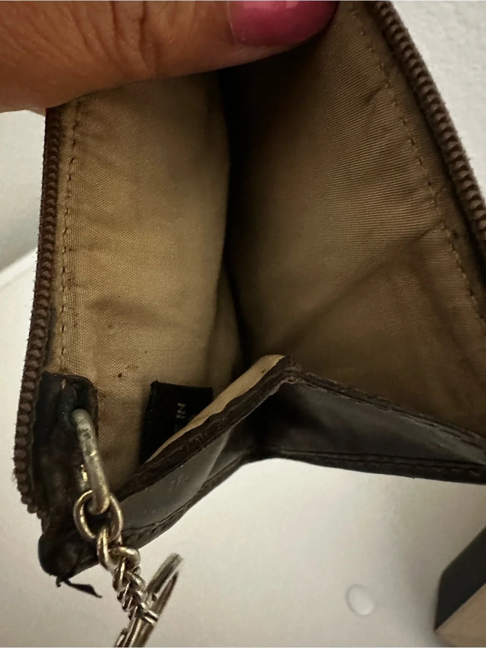 Coach Brown Signature Stripe Card & Key Holder